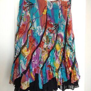 Alberto Makali - Floral Fluffy Ruffled Asymmetrical Swing Skirt - 12
